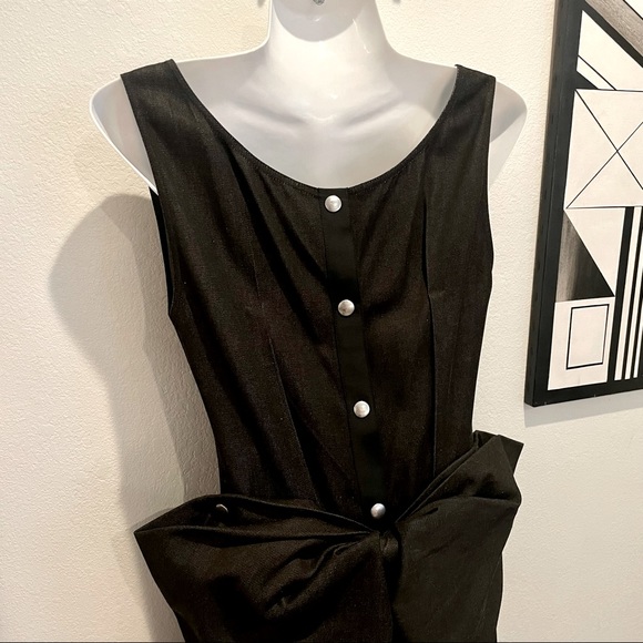 LANVIN Black Cotton Denim Bow-Back Snap Dress US 4 - Picture 5 of 10